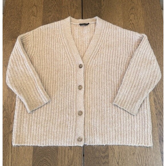Jenni Kayne Alpaca Blend Oversized Cocoon Cardigan Women’s Sz M Oatmeal Buttons - Picture 3 of 13